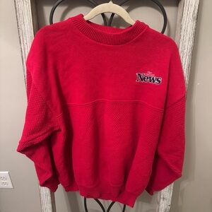 Vintage McBriar The Detroit News Red Knit Sweater USA L 100% Cotton